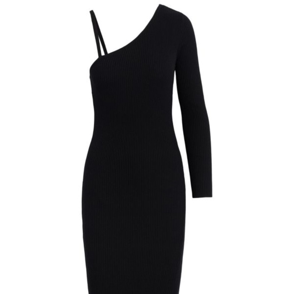 Hudson Black Merino Wool One Shoulder Midi sheath dress size small NWT - Picture 1 of 1